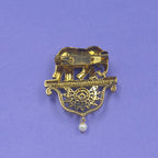 Kalindi Gold Elephant Saree Brooch, close-up detail