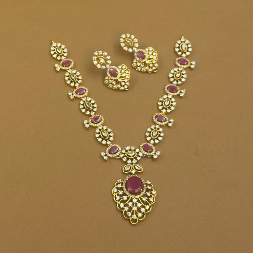 Sarayu rani antique necklace set with earrings by The Girivara