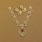 Sarayu rani antique necklace set with earrings by The Girivara