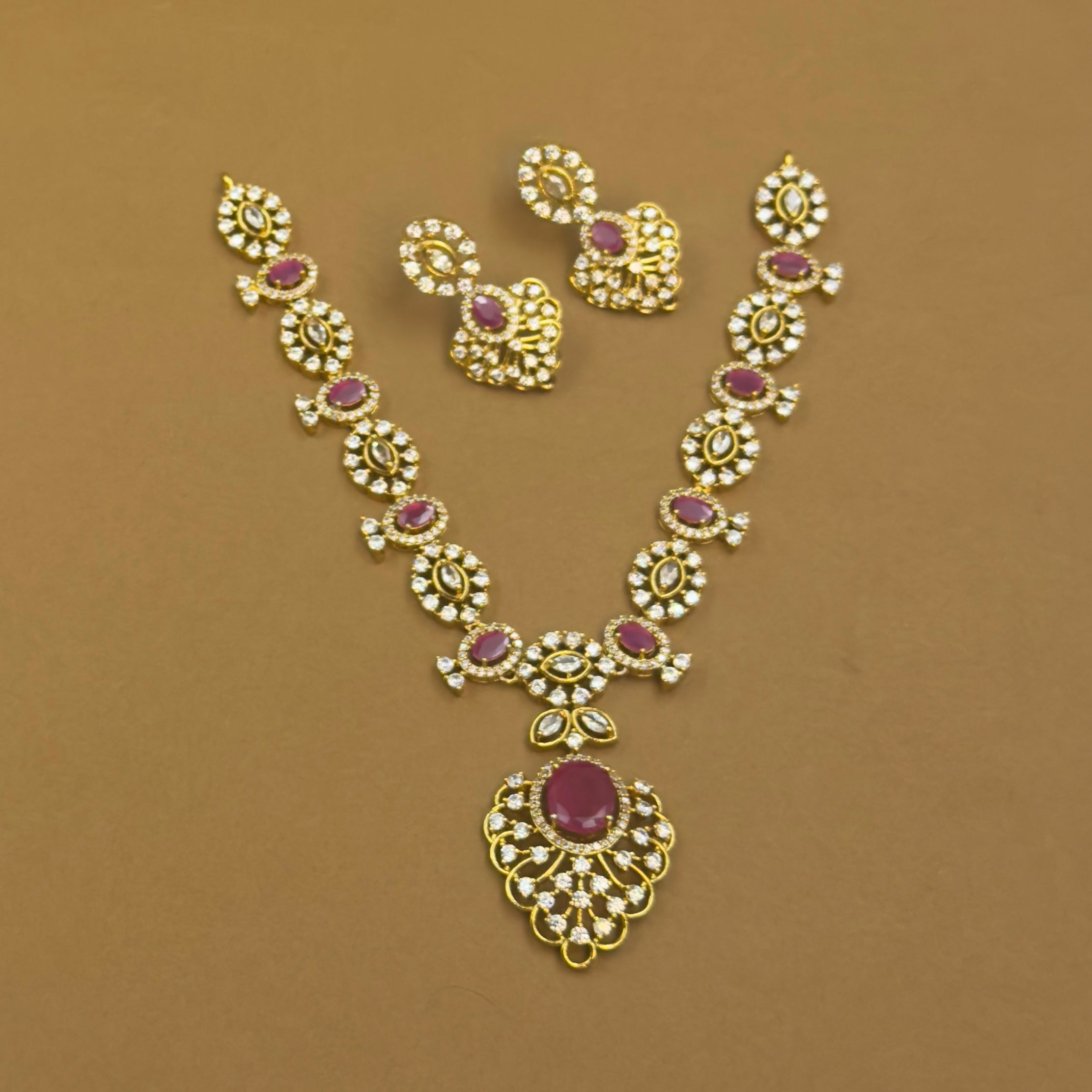 Sarayu rani antique necklace set with earrings by The Girivara