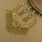 Aanchal Green Heritage Layered Necklace Set for Bridal Wear