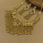 Aanchal Green Heritage Layered Necklace Set for Bridal Wear