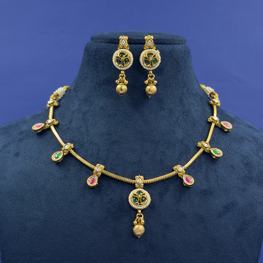 Sanya Multicolor Antique Necklace Set for Daily and Festive Wear, alternate angle