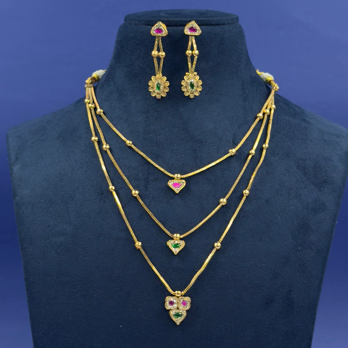 Bela Multicolor Antique Necklace Set for Daily and Festive Wear, alternate angle