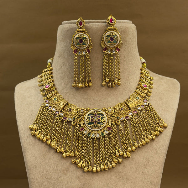 Kritika Mint Heritage Layered Necklace Set for Bridal Wear