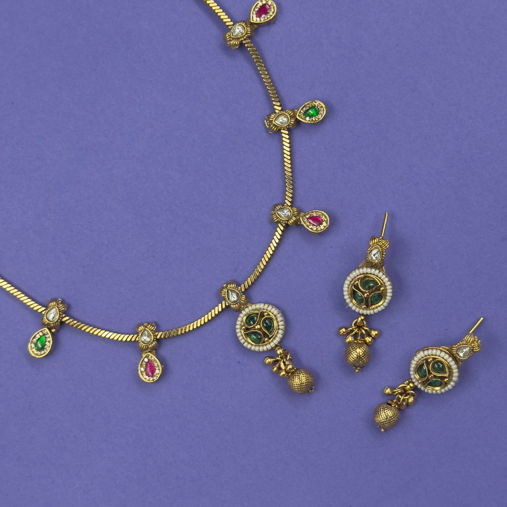Sanya Multicolor Antique Necklace Set for Daily and Festive Wear, styling detail