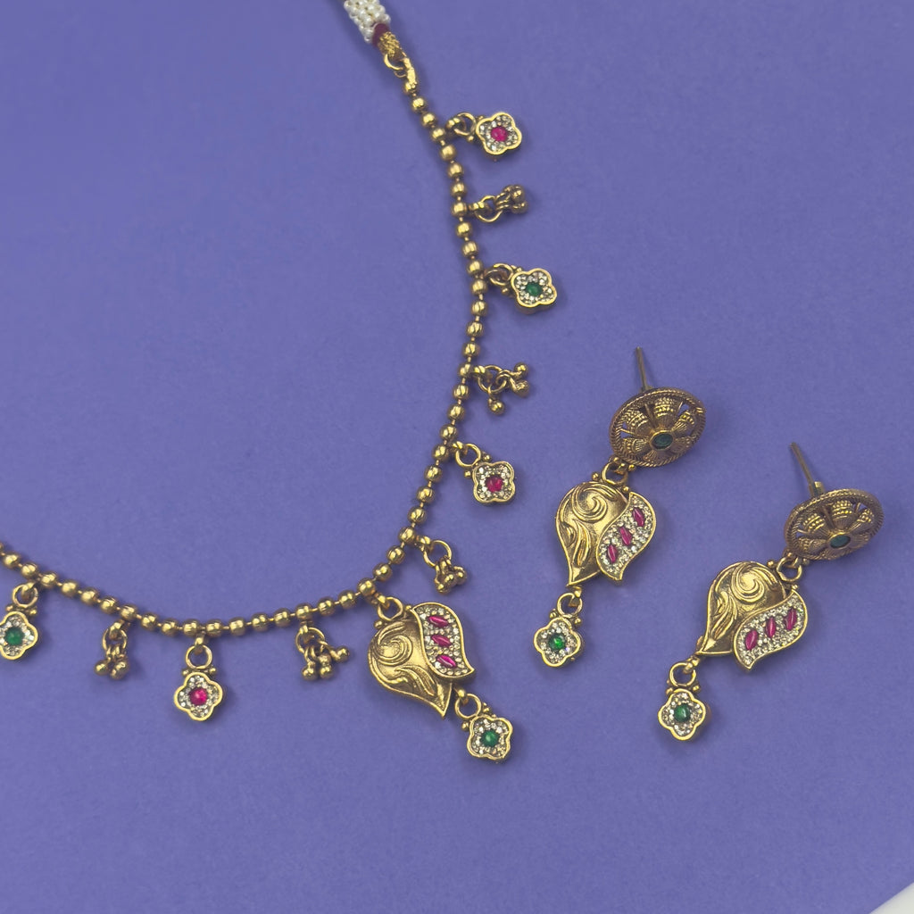 Nakshatra Multicolor Antique Necklace Set for Daily and Festive Wear, styling detail