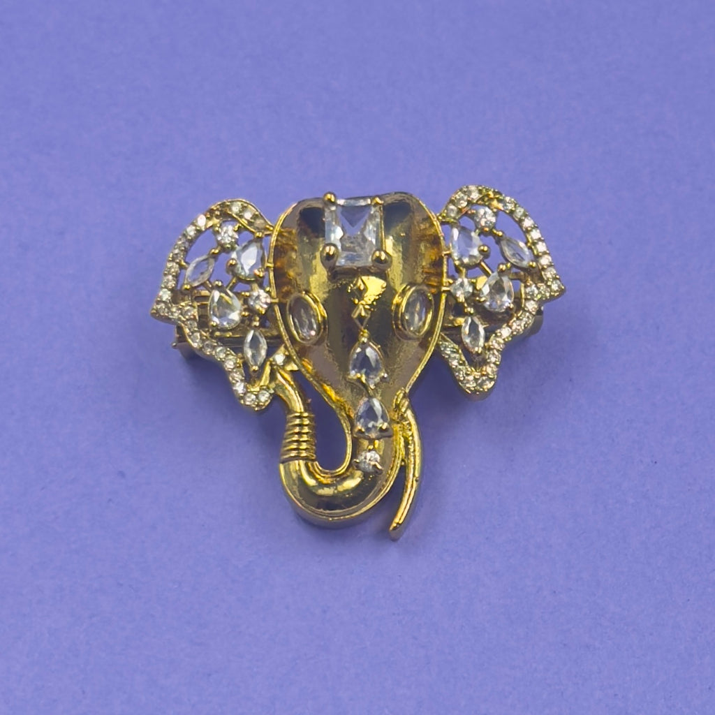 Dipti Gold Elephant Saree Brooch, alternate angle