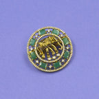 Ekta Emerald Green Elephant Saree Brooch, styling detail