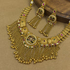Aanchal Green Heritage Layered Necklace Set for Bridal Wear
