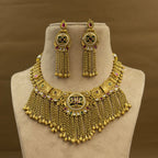 Aanchal Green Heritage Layered Necklace Set for Bridal Wear