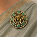 Ekta Emerald Green Elephant Saree Brooch