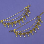 Aarohi Multicolor Ear Chain Earrings for Festive and Puja Wear, alternate angle