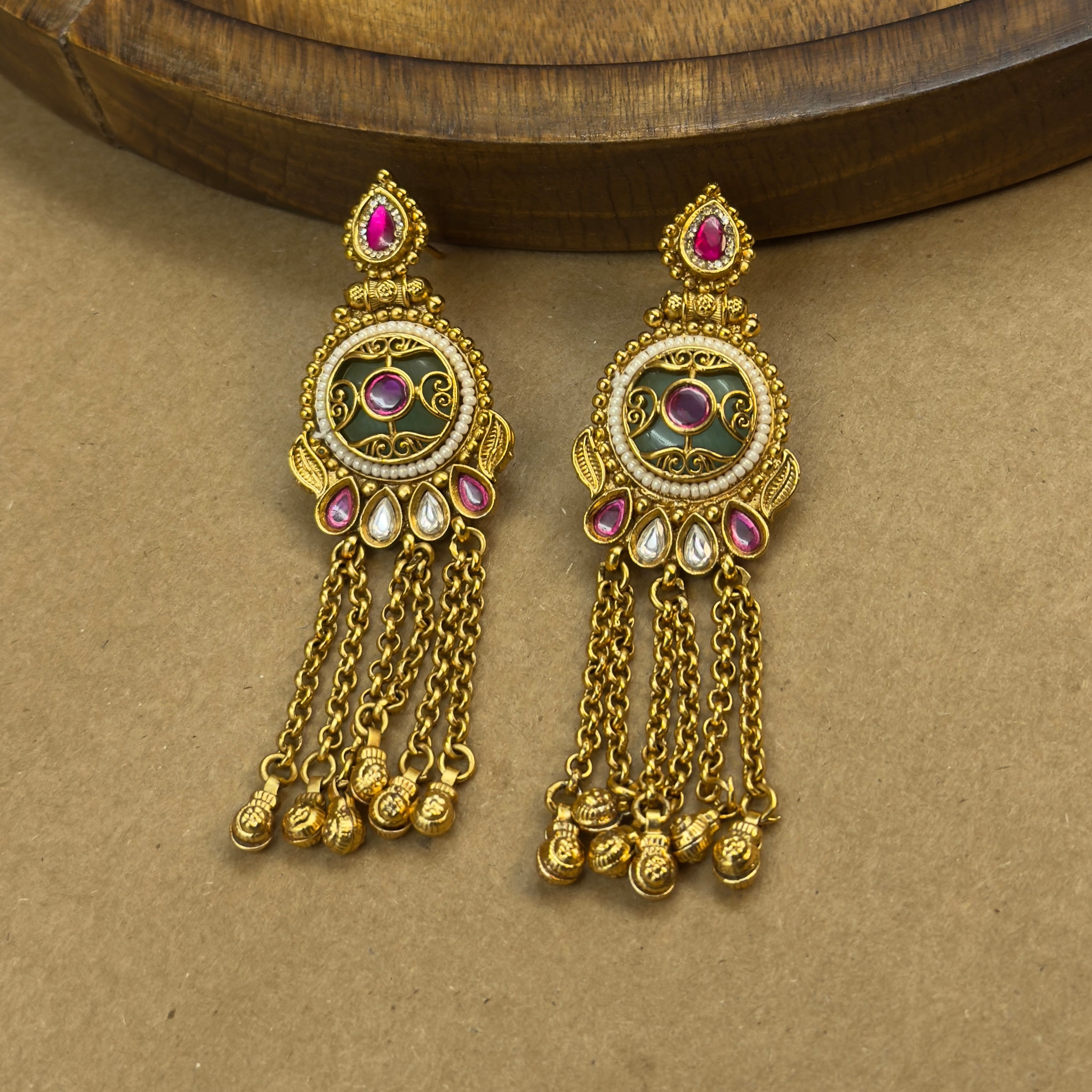 Kritika Mint Heritage Layered Necklace Set for Bridal Wear