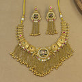 Aanchal Green Heritage Layered Necklace Set for Bridal Wear