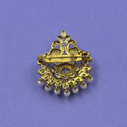 Anandi Gold Peacock Saree Brooch, close-up detail