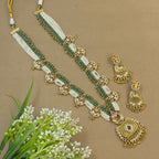 Ananya Mint Rajwadi Long Necklace Set for Bridal Wear