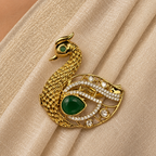 Urmila Emerald Green Peacock Saree Brooch