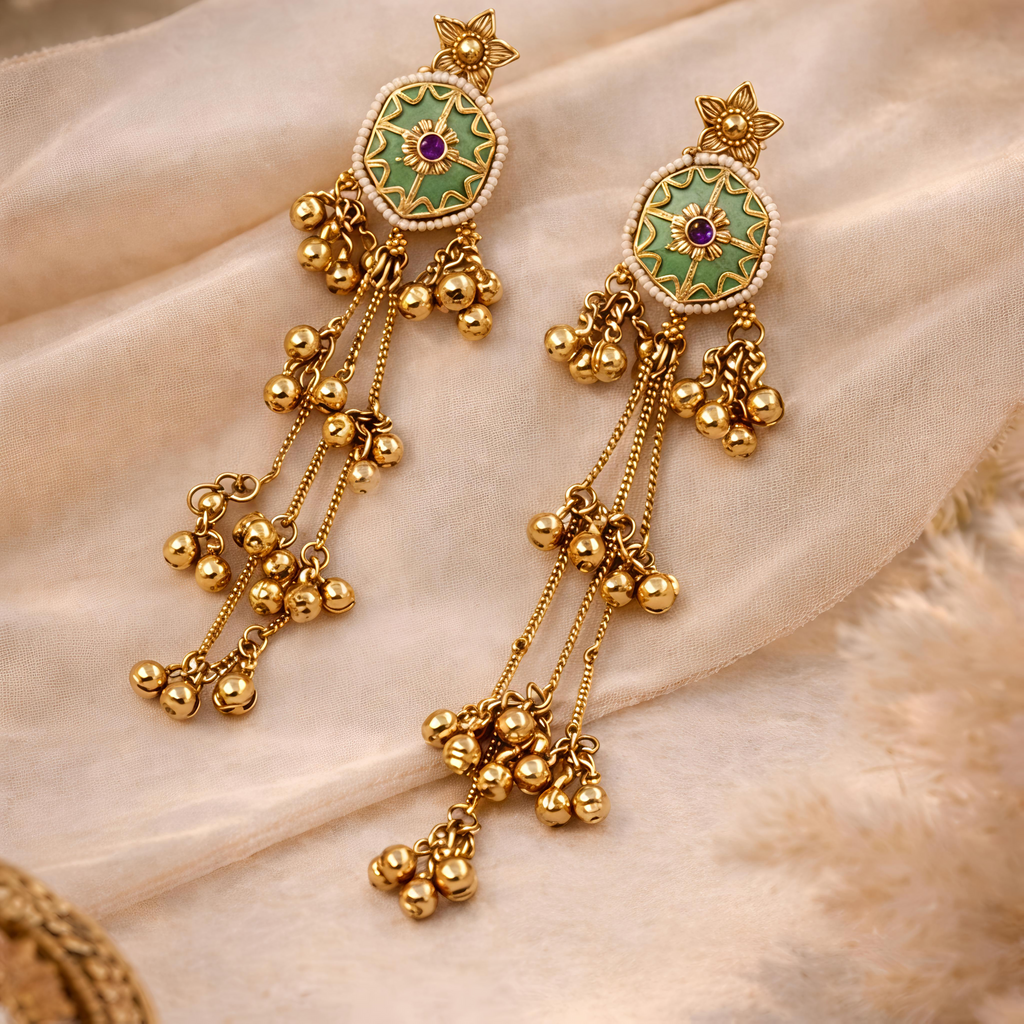 Zarina Kashmiri Antique Kundan Jhumka