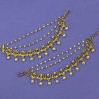 Vedika Multicolor Ear Chain Earrings for Festive and Puja Wear, alternate angle