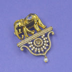 Kalindi Gold Elephant Saree Brooch, styling detail