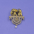 Kalindi Gold Elephant Saree Brooch, alternate angle