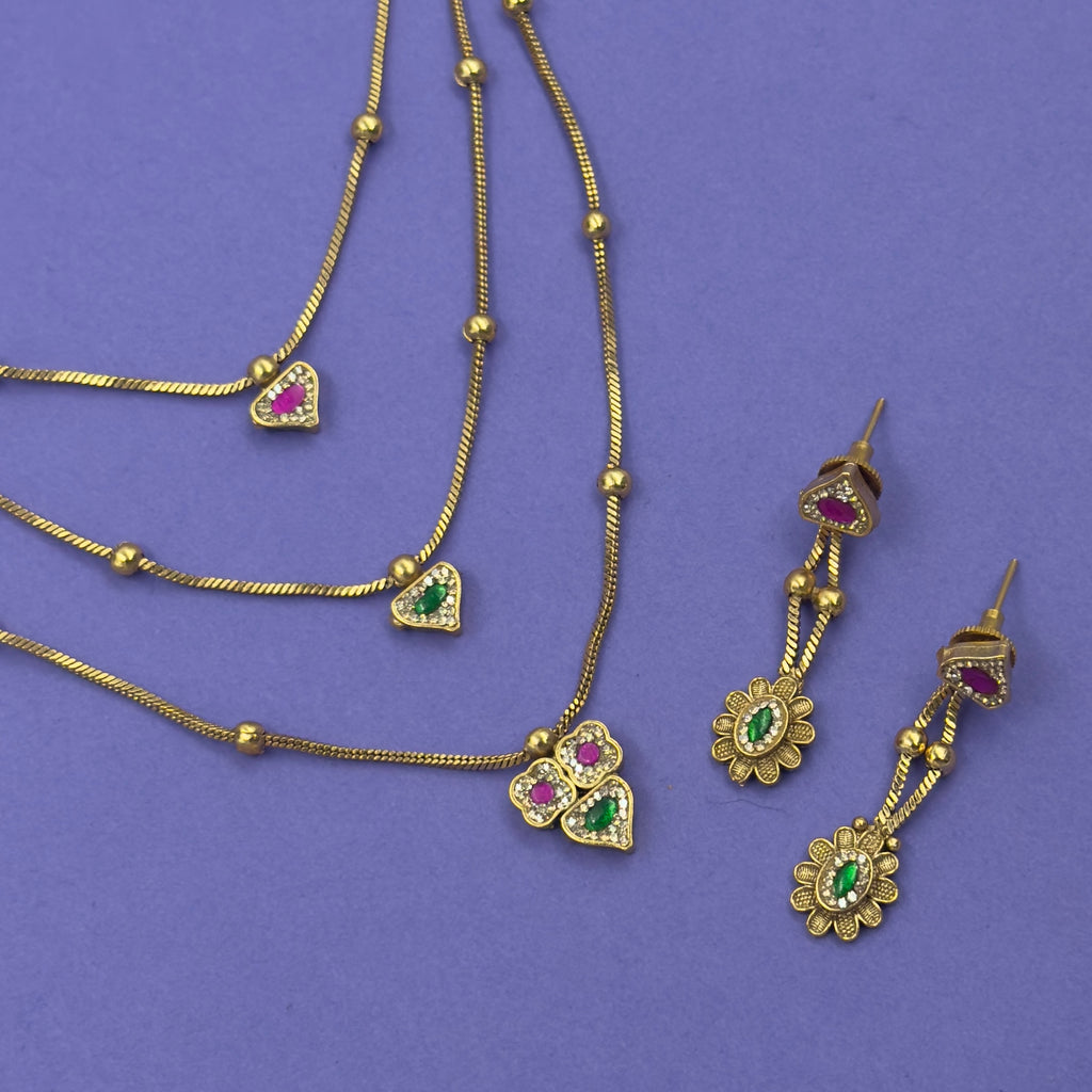Bela Multicolor Antique Necklace Set for Daily and Festive Wear, styling detail