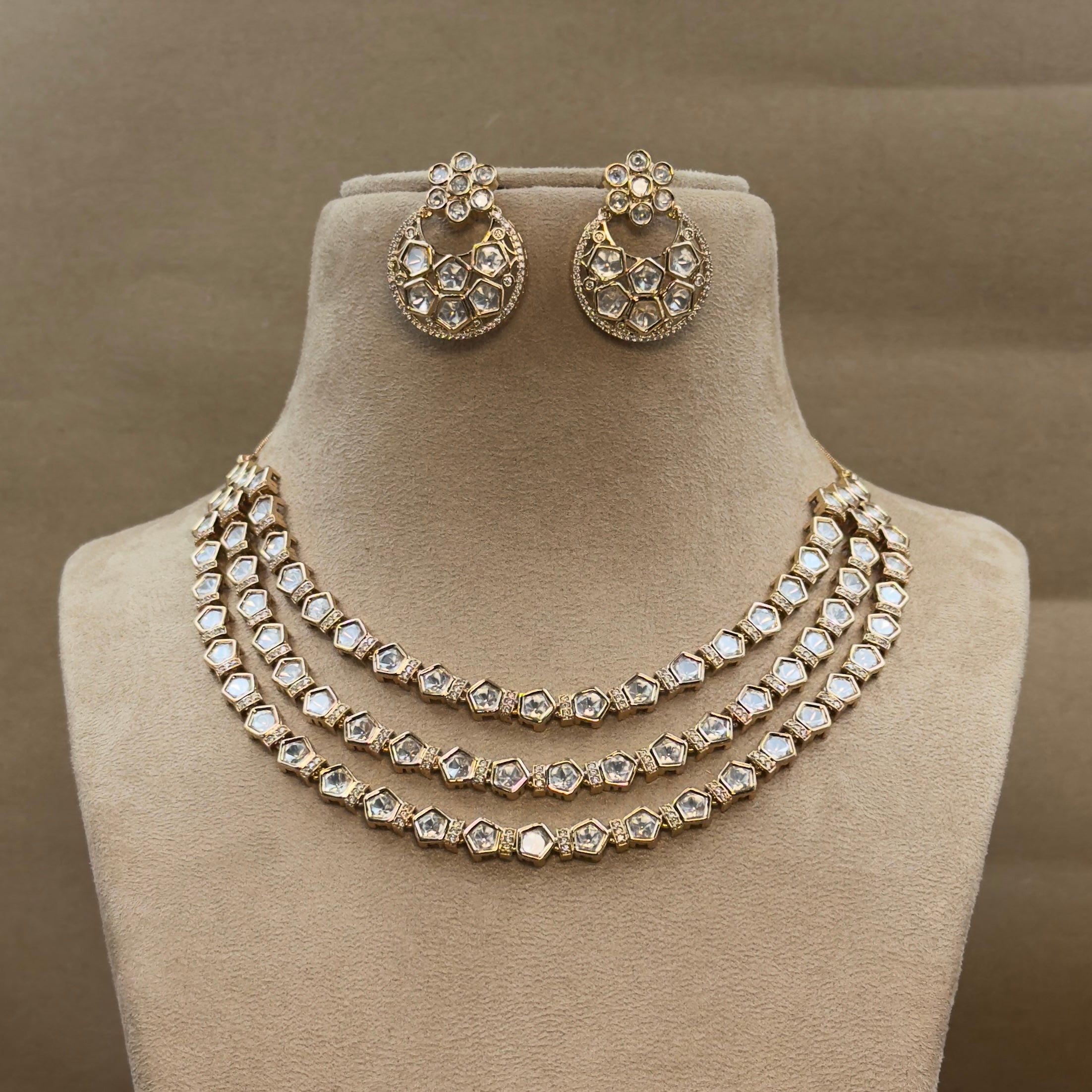 Pink Bridal Kundan Necklace Set for Women