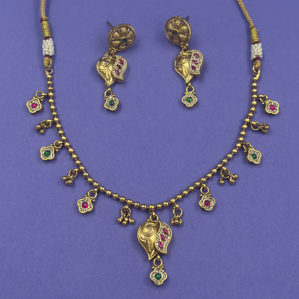 Nakshatra Multicolor Antique Necklace Set for Daily and Festive Wear, close-up detail