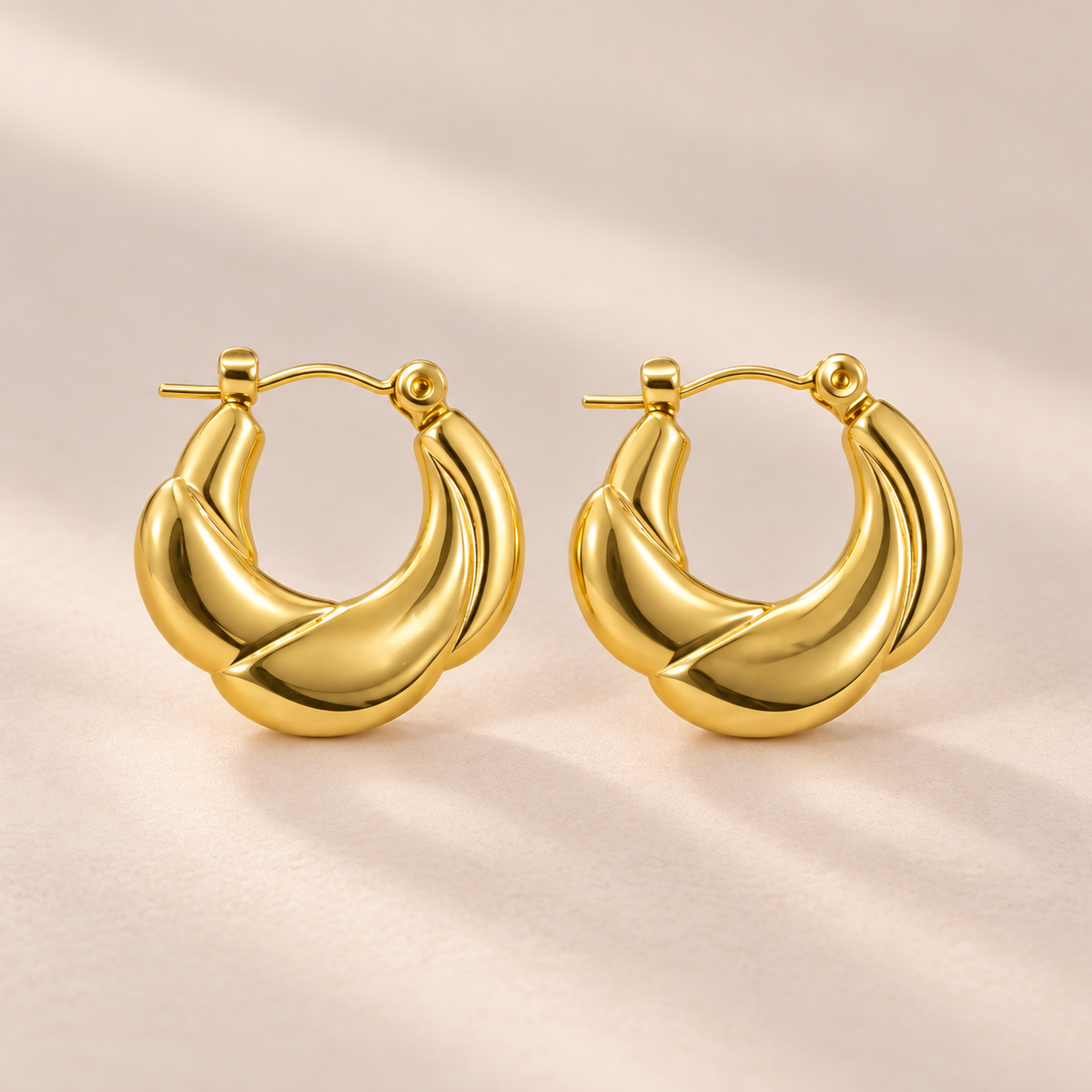 Swirl Hoop Earrings – 18K Gold Plated