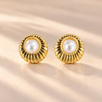 Crown Pearl Stud Earrings