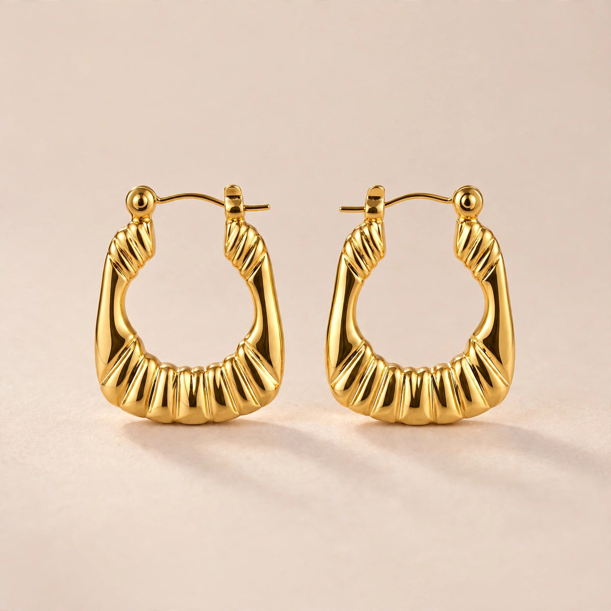 Square Ridge Hoop Earrings