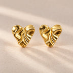 Sculpted Heart Stud Earrings