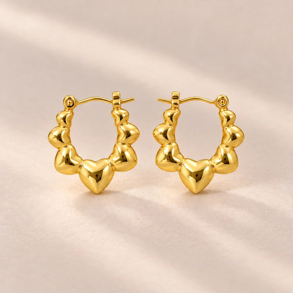 Puffy Heart Hoop Earrings