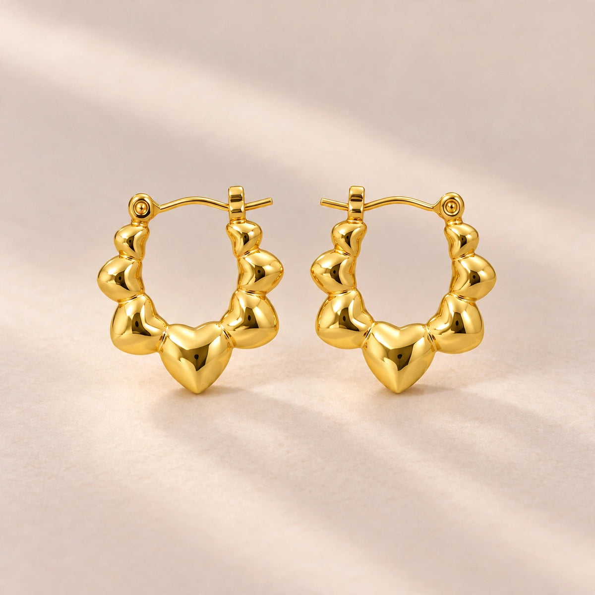 Puffy Heart Hoop Earrings