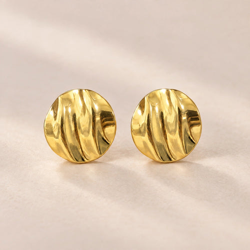 Wavy Disc Stud Earrings
